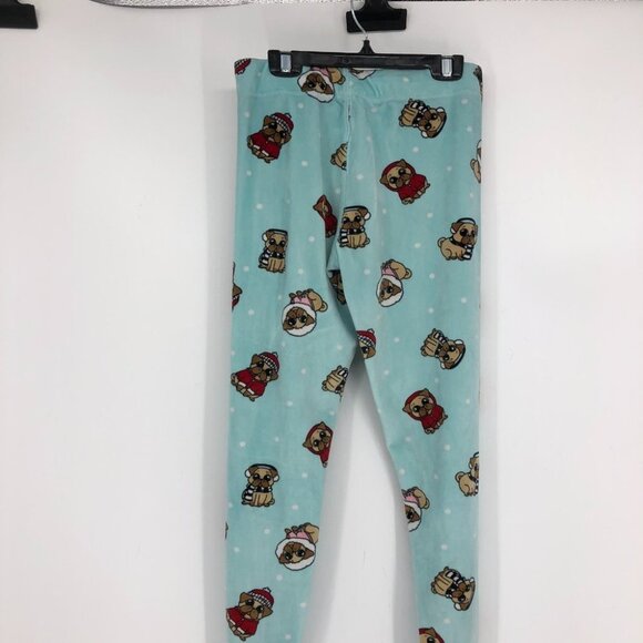 Dog novelty print blue fleece pajama pants snowy winter dogs - Picture 2 of 12